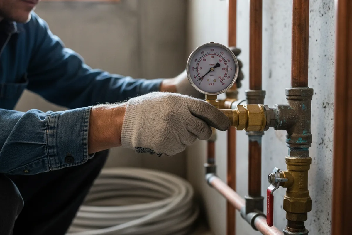 Pressure testing a repaired line during Water Line Repair in Rosemary Beach